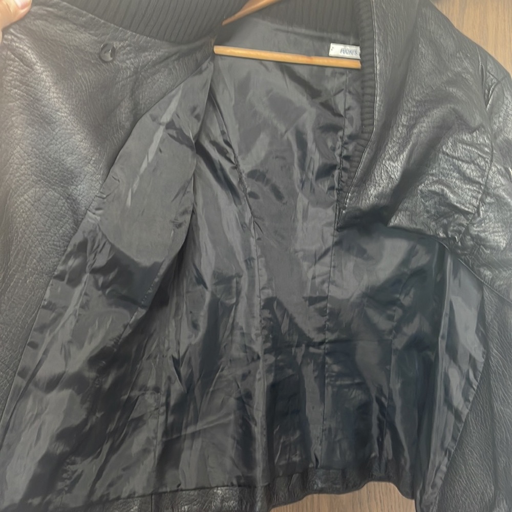 RICKIS Black Faux leather ladies spring jacket size 8 Medium short coat - Picture 11 of 11